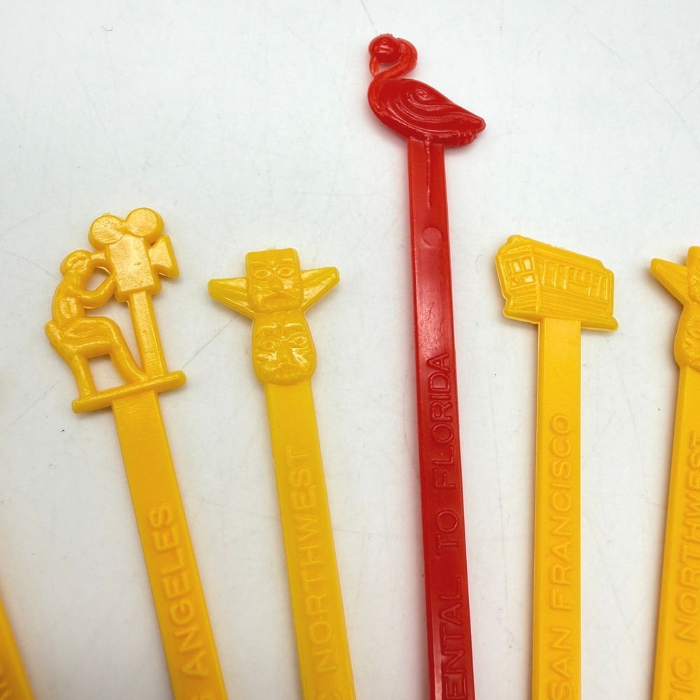 VTG Continental Airlines Swizzle Sticks Lot 11 Plastic Drink Stirrers Tiki - Picture 5 of 12